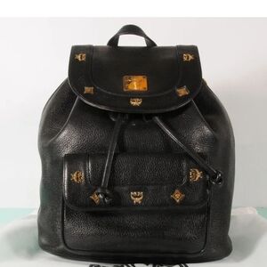 MCM Black Leather Backpack Authentic + A Dust Bag